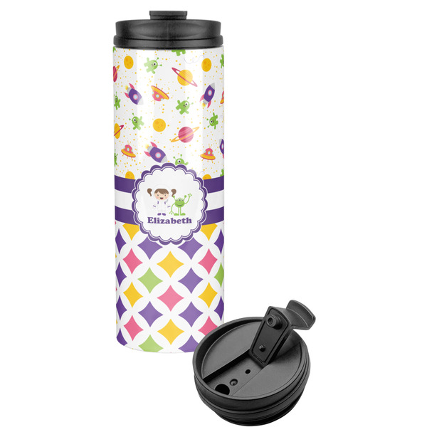 Custom Girl's Space & Geometric Print Stainless Steel Skinny Tumbler (Personalized)