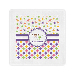 Girl's Space & Geometric Print Cocktail Napkins (Personalized)