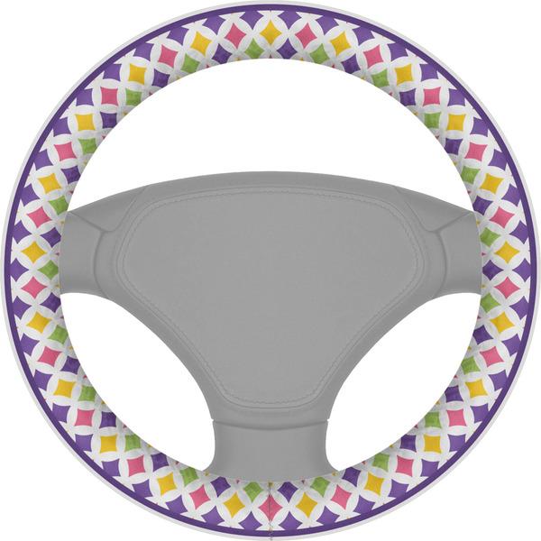 Custom Girl's Space & Geometric Print Steering Wheel Cover
