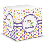 Girl's Space & Geometric Print Sticky Note Cube (Personalized)