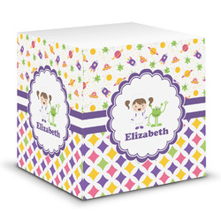 Girl's Space & Geometric Print Sticky Note Cube (Personalized)