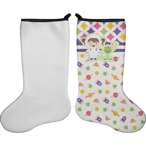 Girl's Space & Geometric Print Stocking - Single-Sided - Approval
