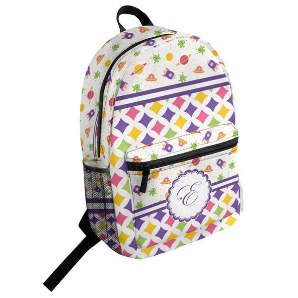 Custom Girl's Space & Geometric Print Student Backpack (Personalized)
