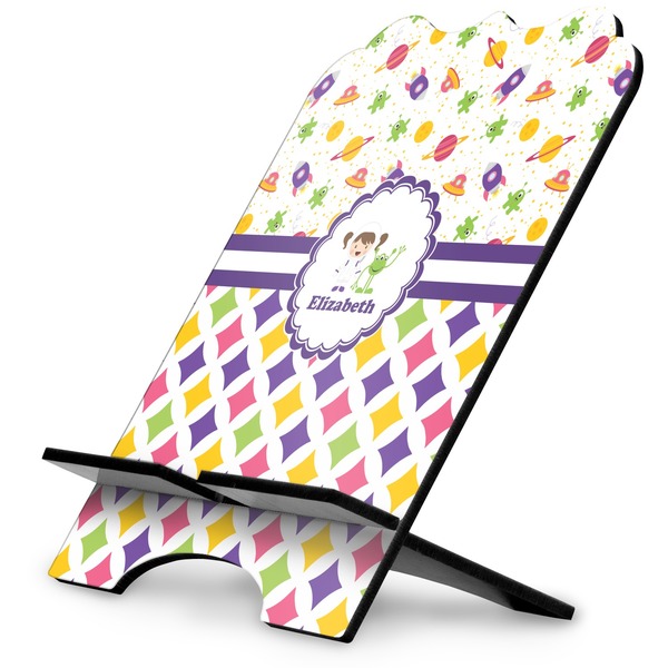 Custom Girl's Space & Geometric Print Stylized Tablet Stand (Personalized)