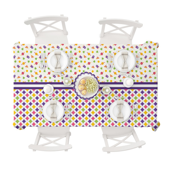 Girl's Space & Geometric Print Tablecloths (58"x102") - TOP VIEW