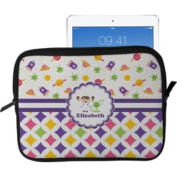 Girl's Space & Geometric Print Tablet Case / Sleeve - Large (Personalized)