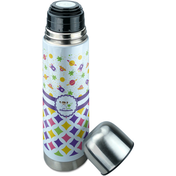 Girl's Space & Geometric Print Thermos - Lid Off