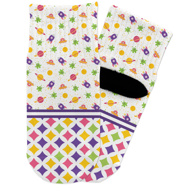 Custom Girl's Space & Geometric Print Toddler Ankle Socks
