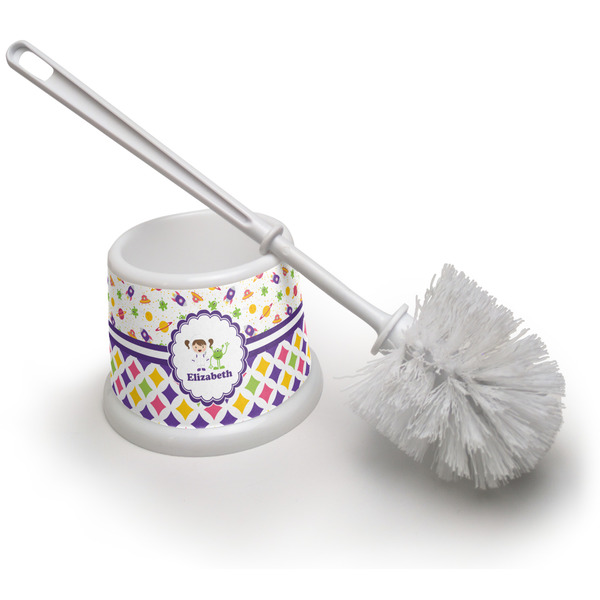 Custom Girl's Space & Geometric Print Toilet Brush (Personalized)