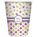 Girl's Space & Geometric Print Waste Basket - Double Sided (White) (Personalized)