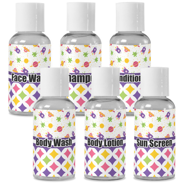 Custom Girl's Space & Geometric Print Travel Bottles (Personalized)