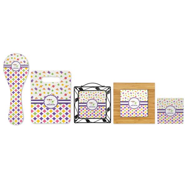 Girl's Space & Geometric Print Trivets