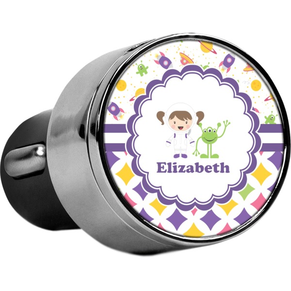 Custom Girl's Space & Geometric Print USB Car Charger (Personalized)