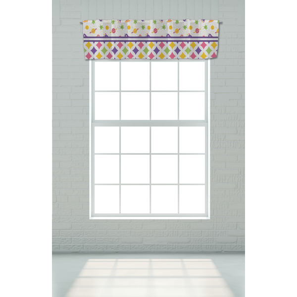 Girl's Space & Geometric Print Valance - On window