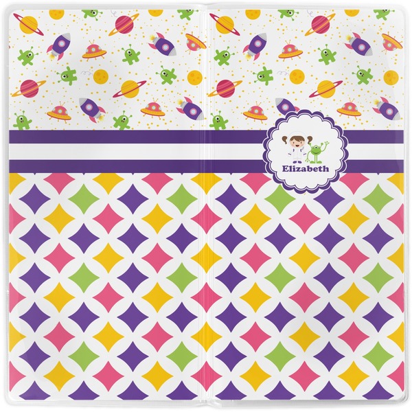 Girl's Space & Geometric Print Vinyl Document Wallet - Apvl