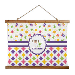 Girl's Space & Geometric Print Wall Hanging Tapestry - Wide (Personalized)