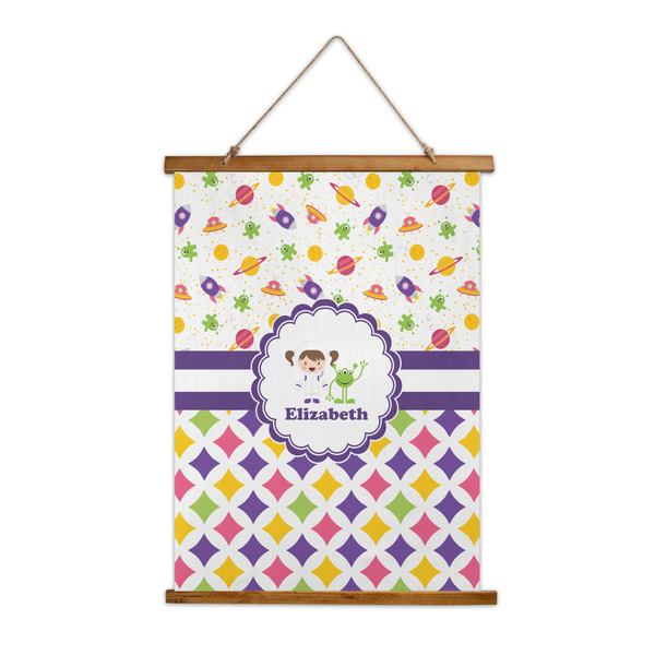 Custom Girl's Space & Geometric Print Wall Hanging Tapestry (Personalized)