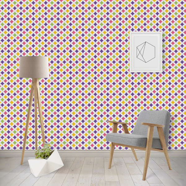 Custom Girl's Space & Geometric Print Wallpaper & Surface Covering (Water Activated - Removable)