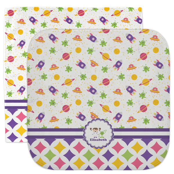 Custom Girl's Space & Geometric Print Facecloth / Wash Cloth (Personalized)
