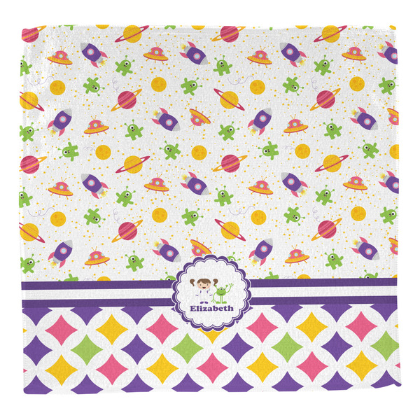 Girl's Space & Geometric Print Washcloth - Front - No Soap