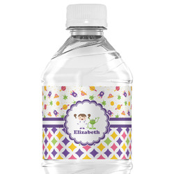 Girl's Space & Geometric Print Water Bottle Labels - Custom Sized (Personalized)