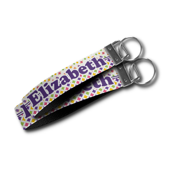 Girl's Space & Geometric Print Webbing Keychain FOBs - Size Comparison