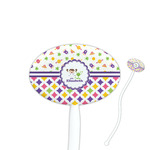 Girl's Space & Geometric Print Oval Plastic Stir Sticks (Personalized)