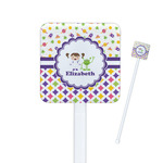 Girl's Space & Geometric Print Square Plastic Stir Sticks (Personalized)