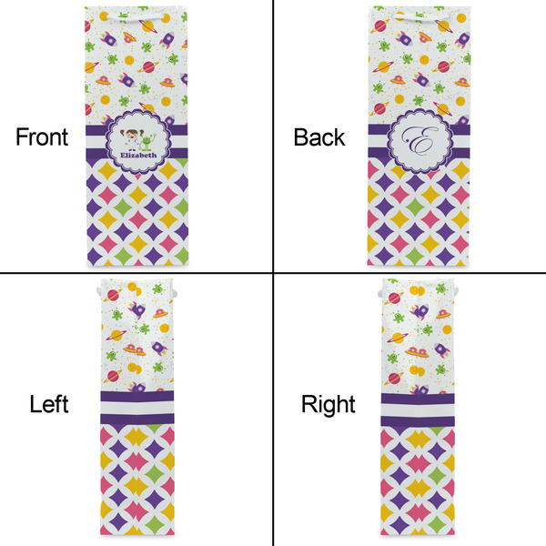 Girl's Space & Geometric Print Wine Gift Bag - Gloss - Approval