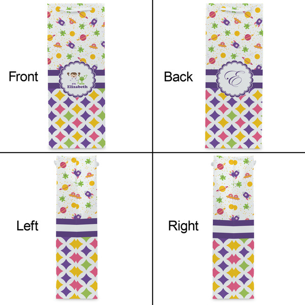 Girl's Space & Geometric Print Wine Gift Bag - Matte - Approval