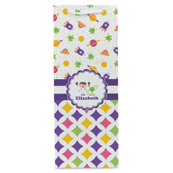Girl's Space & Geometric Print Wine Gift Bag - Matte - Front