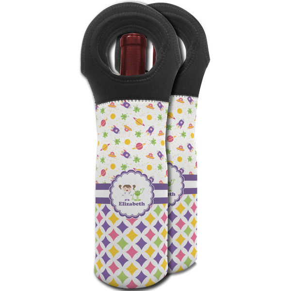 Girl's Space & Geometric Print Wine Tote Bag - MAIN