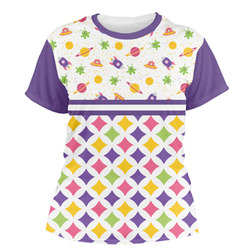 Girl's Space & Geometric Print Women's Crew T-Shirt - 2X Large