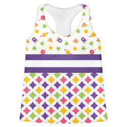 Girl's Space & Geometric Print Womens Racerback Tank Top - Large