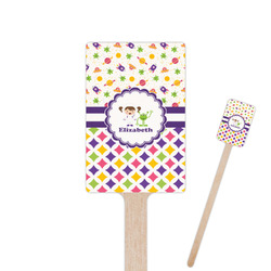 Girl's Space & Geometric Print 6.25" Rectangle Wooden Stir Sticks - Double Sided (Personalized)