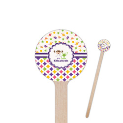 Girl's Space & Geometric Print 6" Round Wooden Stir Sticks - Double Sided (Personalized)