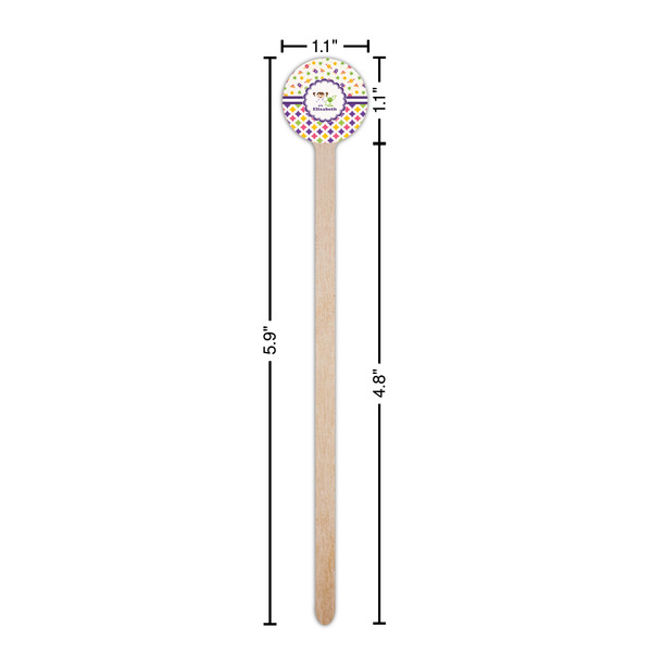 Girl's Space & Geometric Print Wooden 6" Stir Stick - Round - Dimensions