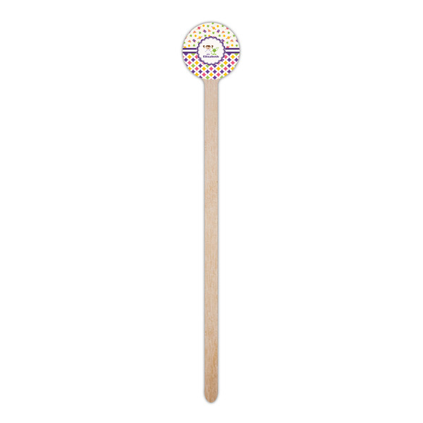 Girl's Space & Geometric Print Wooden 6" Stir Stick - Round - Single Stick