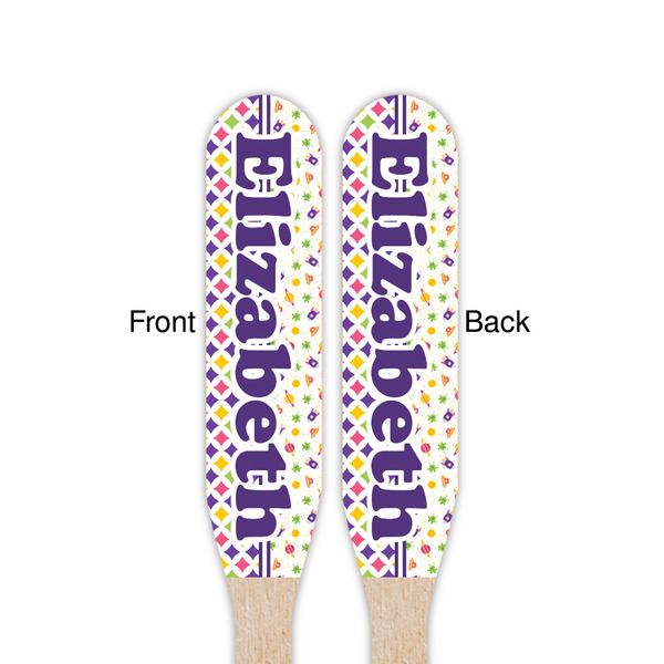 Girl's Space & Geometric Print Wooden Food Pick - Paddle - Double Sided - Front & Back
