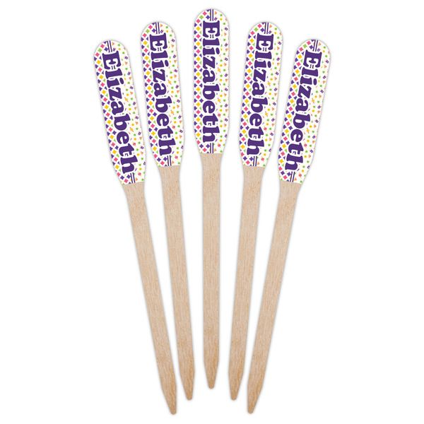 Girl's Space & Geometric Print Wooden Food Pick - Paddle - Fan View