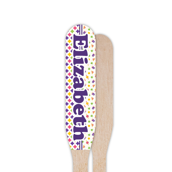 Girl's Space & Geometric Print Wooden Food Pick - Paddle - Single Sided - Front & Back
