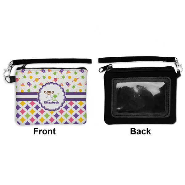 Girl's Space & Geometric Print Wristlet ID Cases - Front & Back