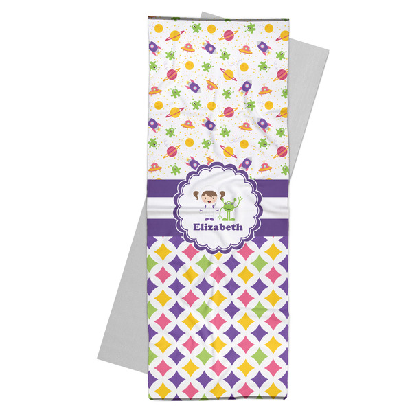 Custom Girl's Space & Geometric Print Yoga Mat Towel (Personalized)