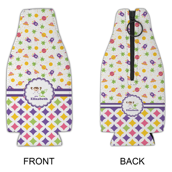 Girl's Space & Geometric Print Zipper Bottle Cooler - APPROVAL