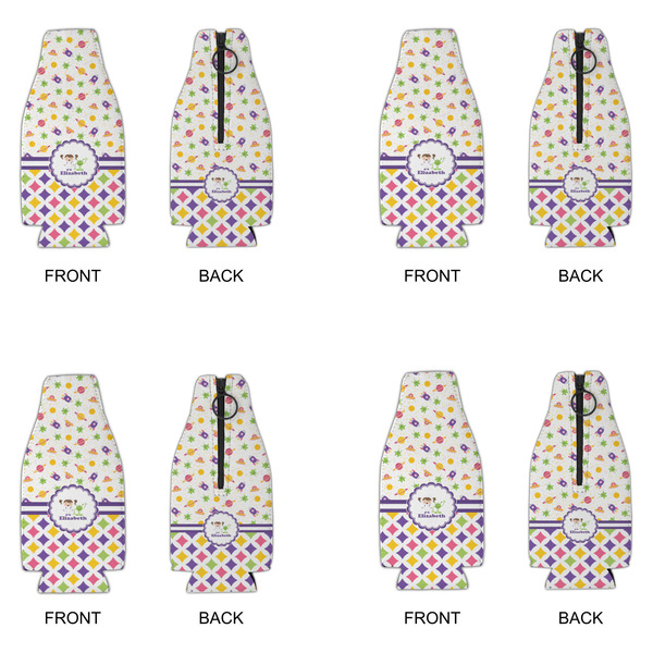 Girl's Space & Geometric Print Zipper Bottle Cooler - Set of 4 - APPROVAL