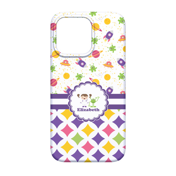 Girl's Space & Geometric Print iPhone 13 Case - Back