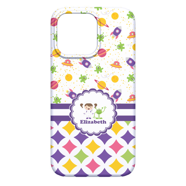 Girl's Space & Geometric Print iPhone 13 Pro Max Case - Back