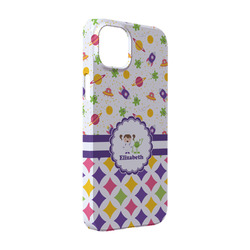 Girl's Space & Geometric Print iPhone Case - Plastic - iPhone 14 (Personalized)