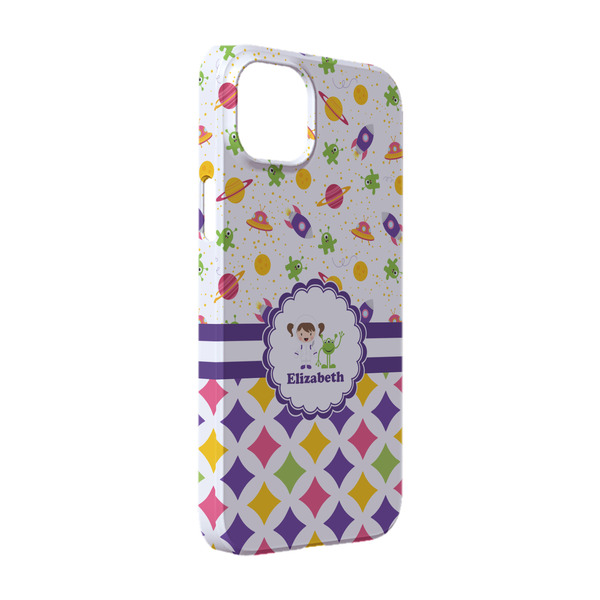Custom Girl's Space & Geometric Print iPhone Case - Plastic - iPhone 14 (Personalized)