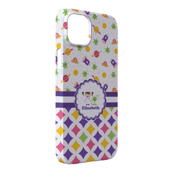 Custom Girl's Space & Geometric Print iPhone Case - Plastic - iPhone 14 Plus (Personalized)